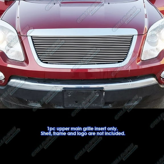 APS Compatible with GMC Acadia 2007-2012 with Logo Cover Main Upper Aluminum Chrome Polished Horizontal Billet Front Grill Grille Insert G65149A