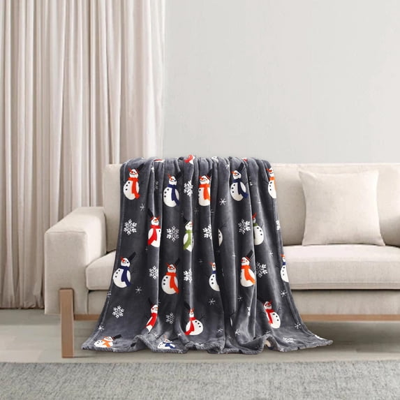 EWSFHUI Christmas Throw Blanket, couverture polaire de Noël douce au toucher velours (27.5" X 39.3") - Père Noël, bonhomme de neige, renne - couverture de Noël en polaire ultra douce et moelleuse (D)