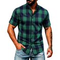 thumbnail image 3 of cllios Mens Plaid Short Sleeve Button Down Shirts Regular Fit Casual Gingham Shirts, 3 of 10