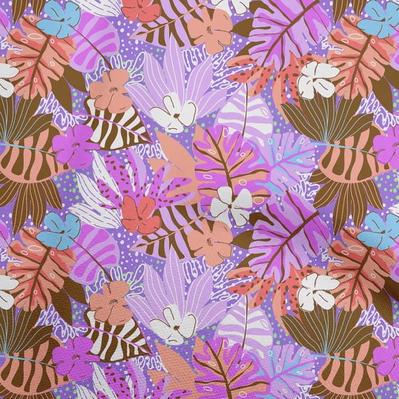 oneOone Georgette Viscose Purple Fabric Tropical Floral Craft Projects Decor Fabric Printed By The Yard 42 Inch Wide