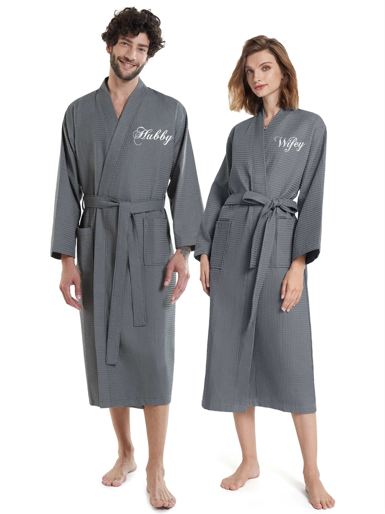 ladies grey waffle dressing gown