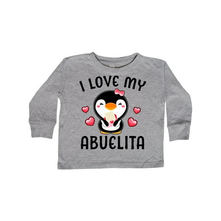 

Inktastic I Love My Abuelita with Cute Penguin and Hearts Gift Toddler Toddler Girl Long Sleeve T-Shirt