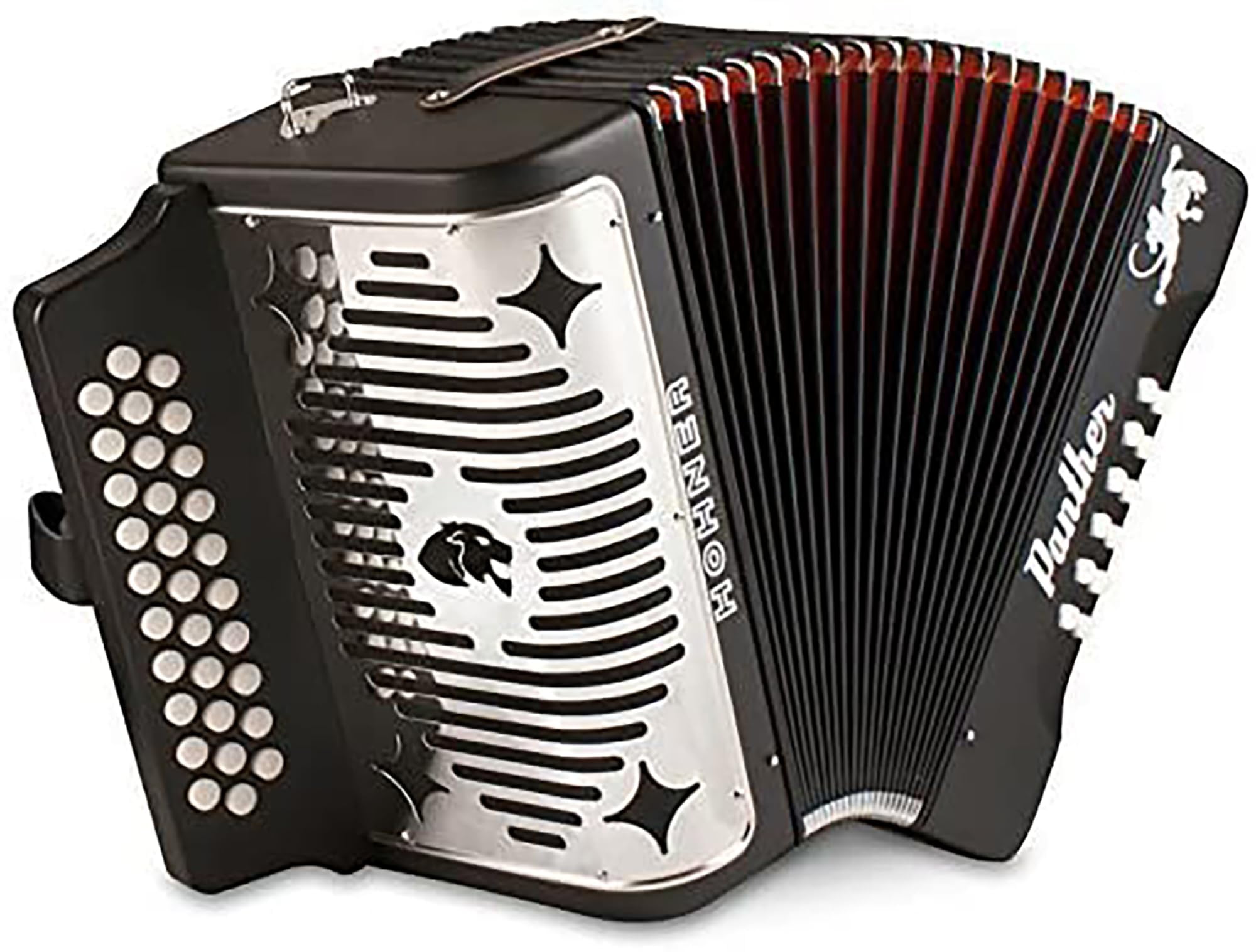 Hohner Panther Diatonic Accordion - Keys G/C/F Bundle with Hohner Accordion Road Kit and Austin Bazaar Polishing Cloth