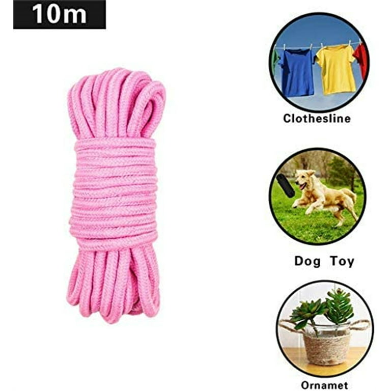 Soft Cotton Rope 10m Long 8mm Thick Multipurpose Durable Long Rope. Tie  Rope Lace Rope (2 Packs Black Red)