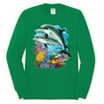 thumbnail image 2 of Pair of Dolphins Swimming in Ocean Animal Lover Mens Long Sleeve Shirt, Kelly, Medium, 2 of 3