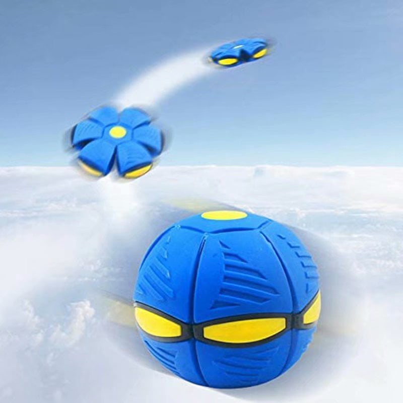 Novelty Flying UFO Flat Throw Disc Ball Toy,UFO with LED Light Flying Toys Venting Decompression for Childrens Gifts Flying Saucer Ball Magic Deformation Light Blue 