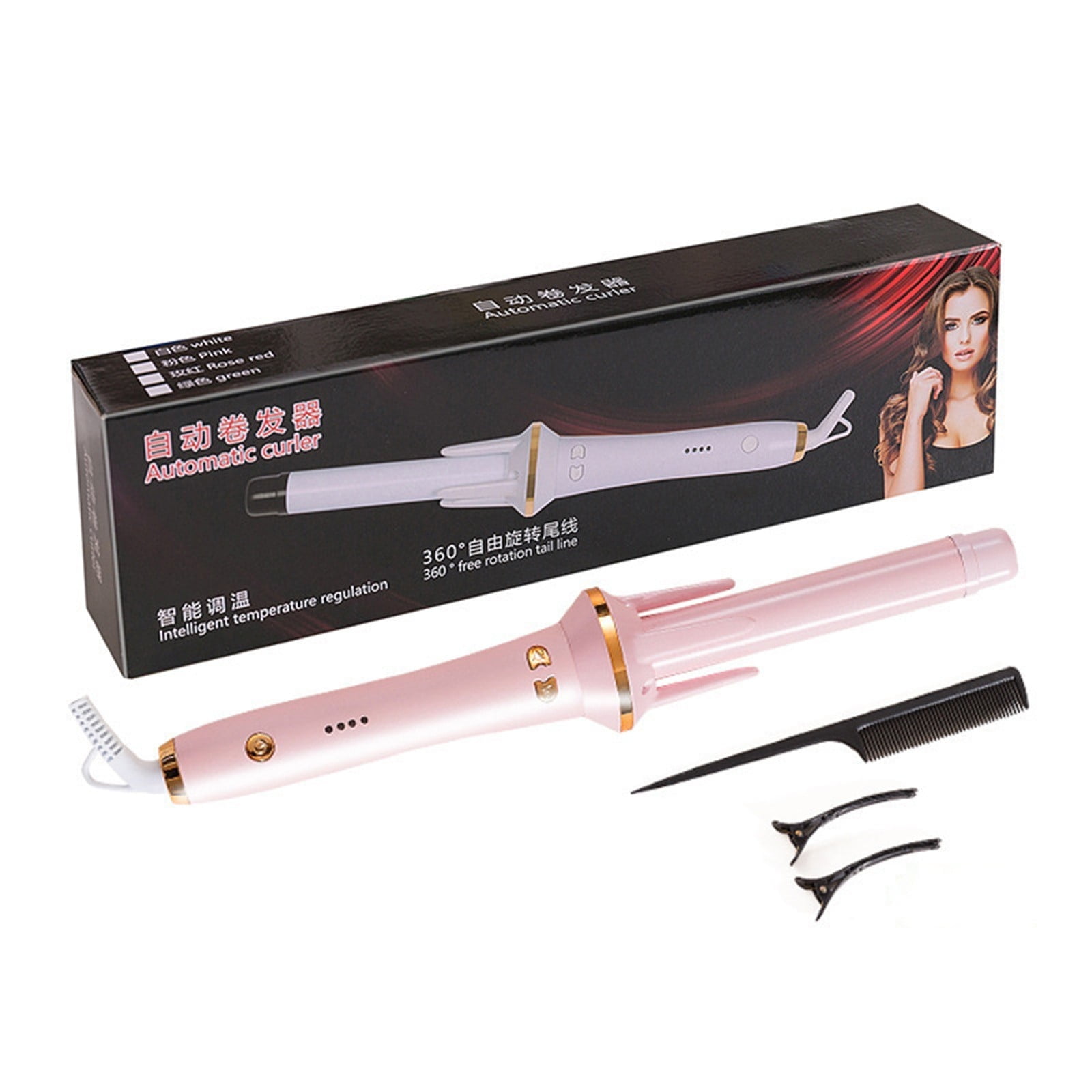 Straight & Curler Automatic Rotating Curling Device for Quick Hair Styling with Big Curls and Fast Heating Technology