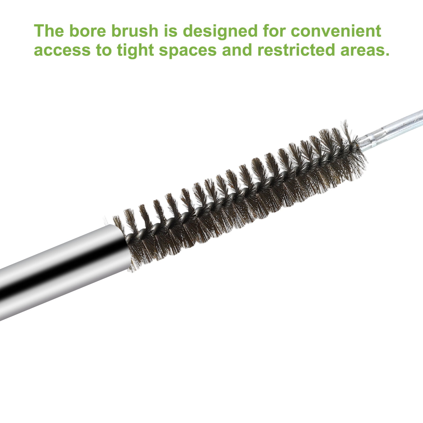 6pcs Pipe Cleaners Brush Set 1.77 Inch Stainless Steel Bristles Cleaning Brush with Ergonomic Handle for Bottles Straws Pipes Keyboards Tubes, Silver