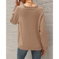 thumbnail image 3 of BTFBM Womens Sweaters Fall Winter Clothes Long Sleeve Button Down Ruffle Crew Neck Casual Knitted Pullover Tops, 3 of 7