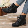 thumbnail image 5 of Black Booties TKYCMSUAKI Women's Wide Width Ankle Boots - Black Brown Short Boots Lace Up Low Heel Side Zipper Booties., 5 of 7
