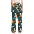 thumbnail image 3 of FORMRS Women's Pajama Pants with Pockets Soft Comfy Loungewear Sleep Bottom, Sizes S-2XL, Green Floral Oranges, 3 of 8
