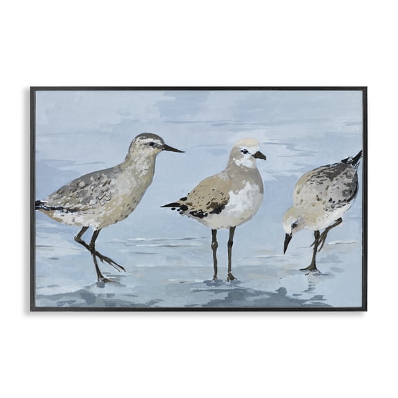Stupell Industries Sandpipers Beach Coastal Scene Black Framed Giclee Art, design by Lorenzo Collective