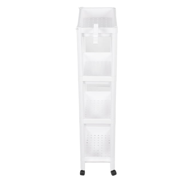 Bathroom Tower Shelf Plastic Shelving Unit Slot Narrow Slit Standing Shelf Units White