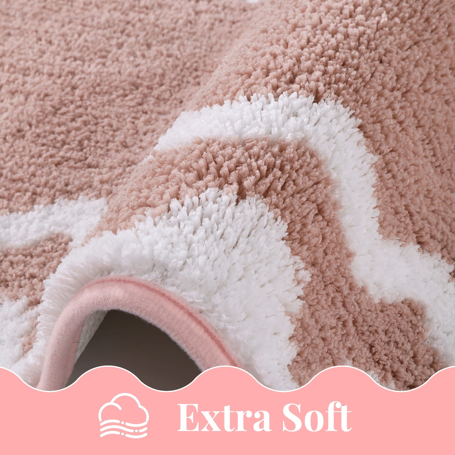 Findosom 4-Piece Bathroom Rugs Set,Non Slip Absorbent Bath Mat,Machine Washable Microfiber Quick Dry Bath Rug for Bathroom Bedroom Kitchen Shower Tub,Pink