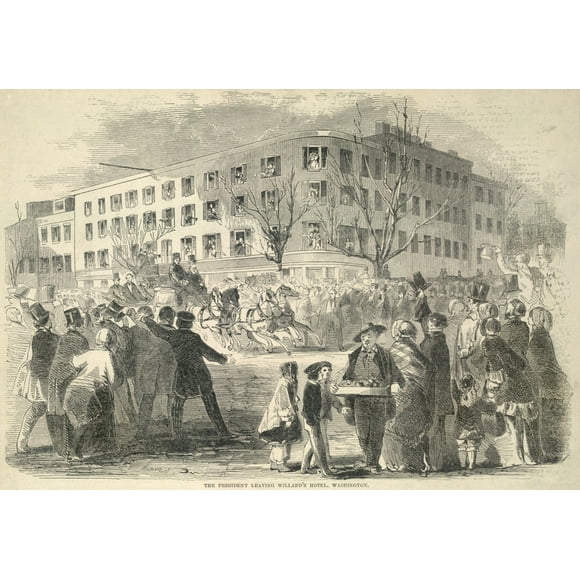 President Franklin Pierce (In Top Hat) In A Carriage Leaving Willards Hotel For His Inauguration. March 4 History (36 x 24)