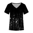 thumbnail image 4 of Blusa de camiseta informal con estampado de manga corta y cuello en V de verano para mujer a la moda Fridja  bn5835, 4 of 5