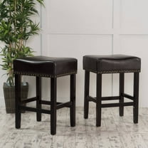 Noble House Roland Wood Blackless Faux Leather Counter Stool, Set of 2