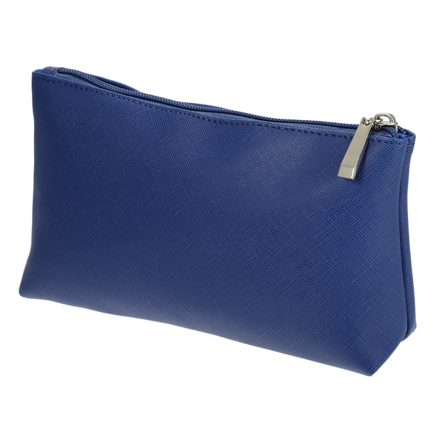 Neceser de viaje para maquillaje, soporte para brochas de maquillaje, azul oscuro, piel sintética