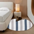 thumbnail image 3 of Blue Gray Striped Large Area Rugs for Bedroom Living Room, Soft Non Slip Carpet Bedside Rug, Farmhouse Stripe Art Round Floor Cover Kitchen Accent Rug 4' for Dining Room/Office, 3 of 9