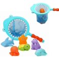 thumbnail image 2 of ZHAOCHENG Juguetes de baño, juego de pesca con animales flotantes y rociador de agua con redes de pesca, redes de pesca en la bañera, 2 of 5
