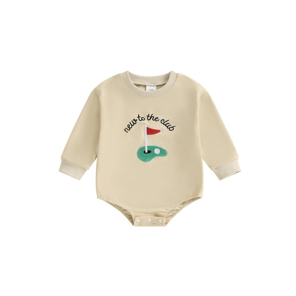 BemeyourBBs Baby Boy Golf Court Embroidery Jumpsuit Long Sleeve Round Neck Romper