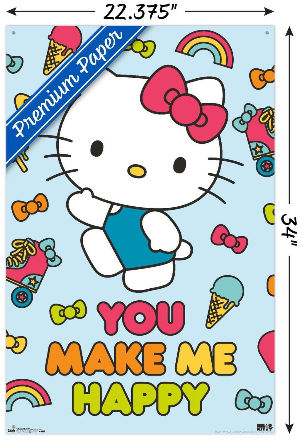 Hello Kitty - Happy Wall Poster, 22.375" x 34"
