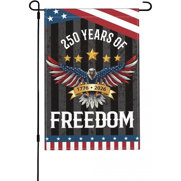 250 Years America Garden Flag - 12x18 Inch 250th Anniversary USA Yard Banner - 1776-2026 - 250 Merchandise - Double Sided Linen Flag for Outdoor Lawn Decor