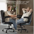 thumbnail image 6 of Pinmoco Ergonomic PU Leather Office Chair, High Back Executive Computer Desk Chair with Double-Layer Cushion, Swivel Gaming Chair with Wheels and Flip-Up Armrests, Black, 6 of 12
