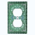 thumbnail image 2 of Metal Light Switch Plate Cover Elegant Green Mandala Flower Tile Pattern TIL063, 2 of 13