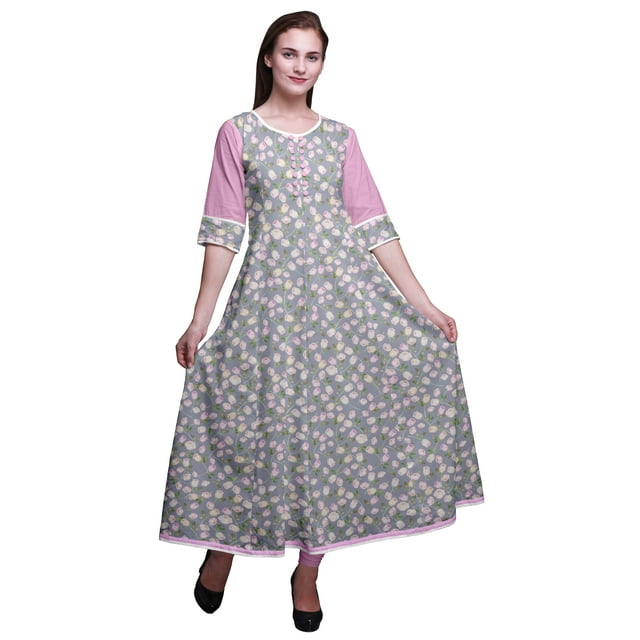 Bimba Anarkali Kurta Imprimée Longue Robe Maxi IndianKurtisFor Femmes Tenue de Fête