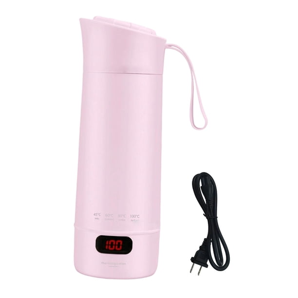 Hervidor eléctrico de viaje, pequeño hervidor de agua caliente con pantalla digital de temperatura, calentador de taza Rosa