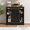 thumbnail image 5 of Chvans 31.5" Farmhouse Coffee Bar Cabinet with Storage, Aquarium Stand Fish Tank Table, Grey Accent Cabinets for Living Room, Entryway, Black, 5 of 8