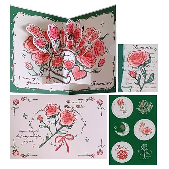 Greeting Card Set Valentín'S Day Love Letter Set with Envelope Handwritten Style Card & Sealing Wax Stickers Stationery for Couples Anniversary Proposal Wedding for Him Or Her Valentín Gifts Valent