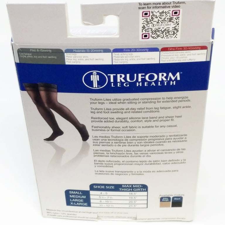 Truform Sheer Compression Stockings, 15-20 mmHg, Women's Knee High Length,  20 Denier, Nude, Large