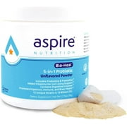 Aspire Nutrition 5-in-1 Bio-Heal Probiotic for Kids, Men & Women - Best Supplement for Brain Function, Gut Health & Constipation - Shelf Stable & Fortified with Vitamin, Mineral & Prebiotics - Powder