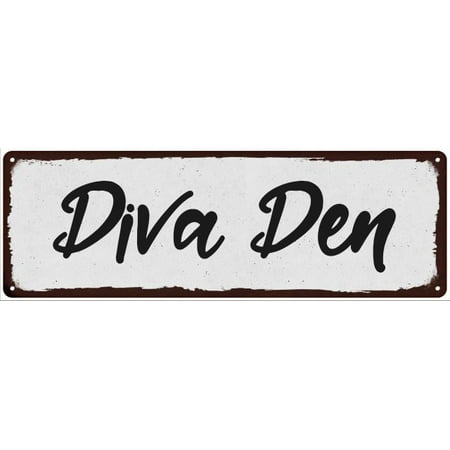Shabby Decor - Diva Den Black on White Shabby Chic Metal Sign 6x18 Room Decor 206180049015