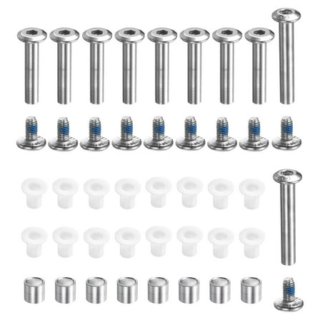 Uxcell Inline Skate Axle Screw Replacement Roller Wheel Repair Kit Accessories with Spacer Shaft Side Plug, Silver 1 Set