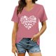 thumbnail image 1 of Camiseta de manga corta con cuello en V y estampado para mujer: top informal de verano con estampado floral, tejido suave y transpirable, varias tallas, 1 of 4