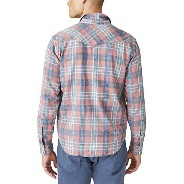 Lucky Brand Men's Indigo Plaid Western Long Sleeve Shirt