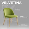thumbnail image 2 of Sillas de Comedor de Terciopelo con Patas de Acero Acabado Tipo Madera Estilo Moderno - Sillas de Comedor Tapizadas Minimalista con Relleno Suave Set 4 Piezas Verde Oliva, 2 of 5