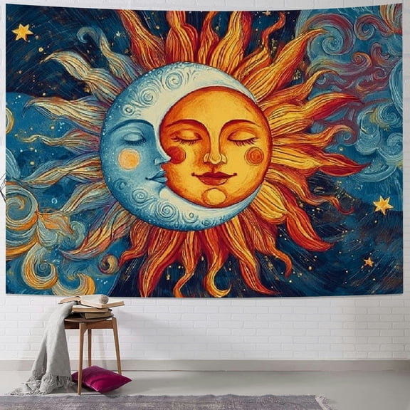 BCIIG Sun Moon Stars Tapestry Wall Hanging Unique Home Decor 40x30inch