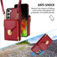 thumbnail image 4 of ELEHOLD Crossbody Wallet Case for Samsung Galaxy S23 6.1",Premium Leather Case with Card Holders Zipper Pocket Metal Snap Stand Function Detachable Shoulder Strap Luxury Case for Women,Red, 4 of 7