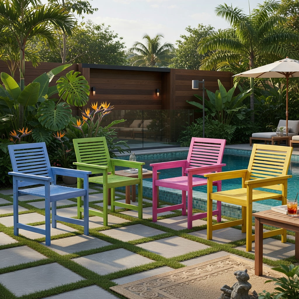 Hommoo 2-Piece Wood Patio Chair Set with Ergonomic 105° Backrest, Slatted Breathable Seat & Rustic Outdoor Design for Deck, Porch, Garden & Backyard, Natural
