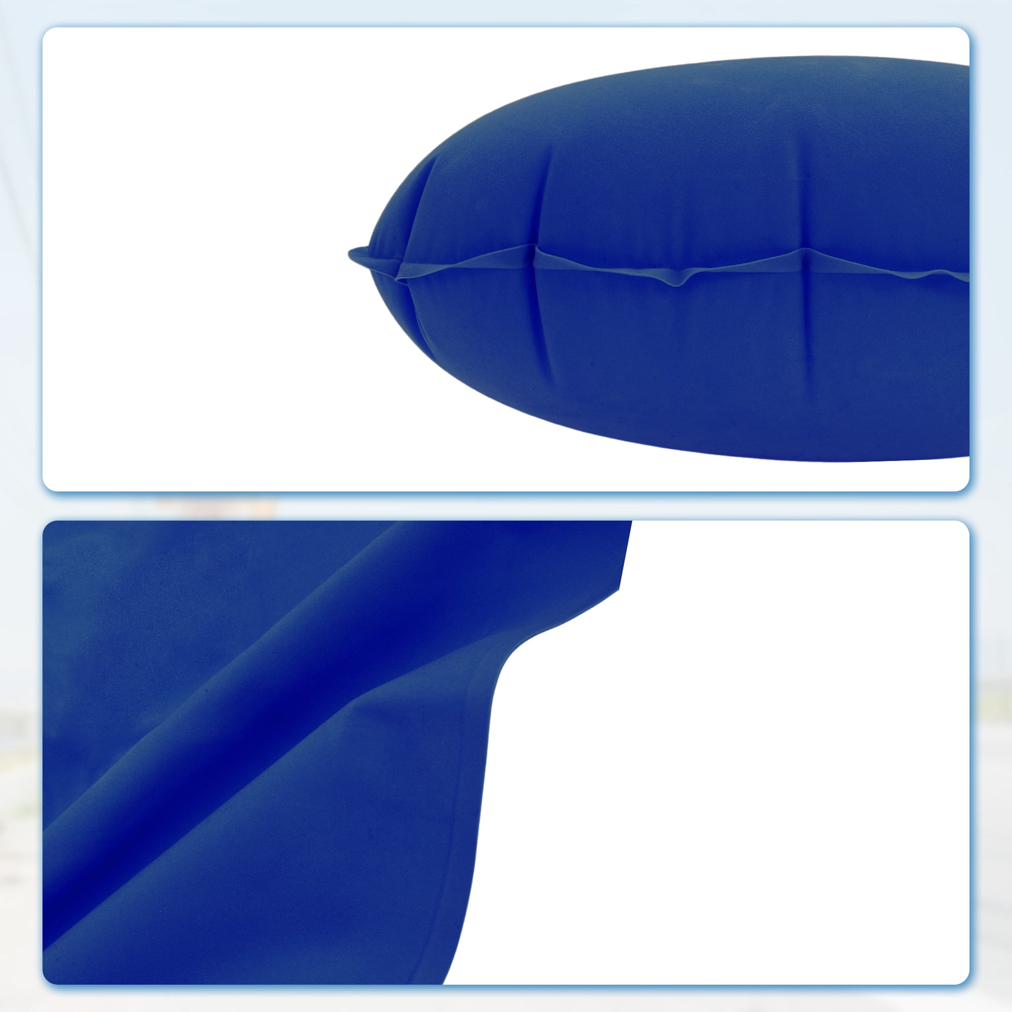 Unique Bargains Travel Pillow Press to Inflate Neck Pillow Blue 19.29"x12.6"
