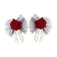 thumbnail image 3 of Pinzas para el pelo para Halloween, decoración de horquilla, vestido elegante, pasadores para el pelo, mano esqueleto, mandíbula para el pelo, disfraz Rojo, 3 of 8