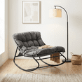 thumbnail image 3 of Ktaxon Rocking Chair with Cushion for Indoor Patio Lounge Rocker, Gray, 3 of 9