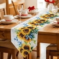 thumbnail image 2 of Sunflower Table Runner Linen Burlap Table Runner 70 Inches Long Retro Country Garden Floral Blue Wildflower Dresser Scarves for Kitchen Island Coffee Dining Party Wedding Holiday Decor 13"x70", 2 of 8