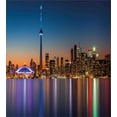 thumbnail image 3 of Landscape Duvet Cover Set, Urban Theme a Cityscape View of Toronto and the Skyscrapers at Dusk Digital Print, Decorative 3 Piece Bedding Set with 2 Pillow Shams, Calking Size, Dark Blue, by Ambesonne, 3 of 3