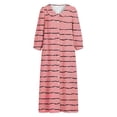 thumbnail image 7 of Ayolanni 3/4 Sleeve Dresses for Women 2026 Striped Side Slit Button Down V-Neck Maxi A-Line Dress Party Vacation Casual Sundress with Pockets Pink L, 7 of 7