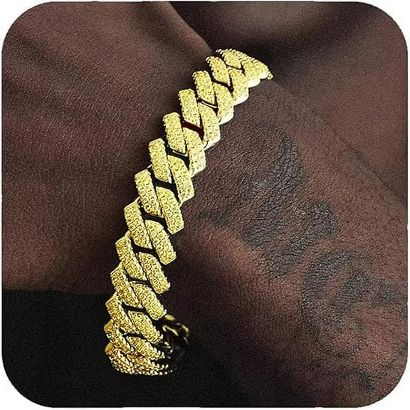 Mens Cuban Link Chain Silver/Gold 8''16''18''20''22''24''26"28"30" Necklace Iced Out Thick Chain For Women Bling Diamond Cut Cuban Link Chains For Men Hip Hop Jewelry